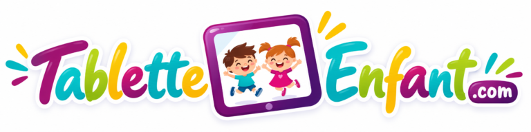 Logo Tablette Enfant : deux enfants joyeux dans une tablette